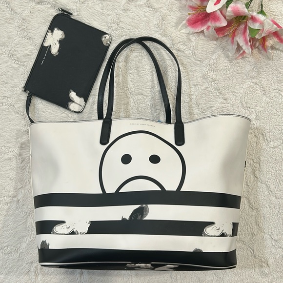 Marc By Marc Jacobs Handbags - Rare MBMJ - Marc by Marc Jacobs Metropoli Unsmiley Striped Travel Tote and Pouch